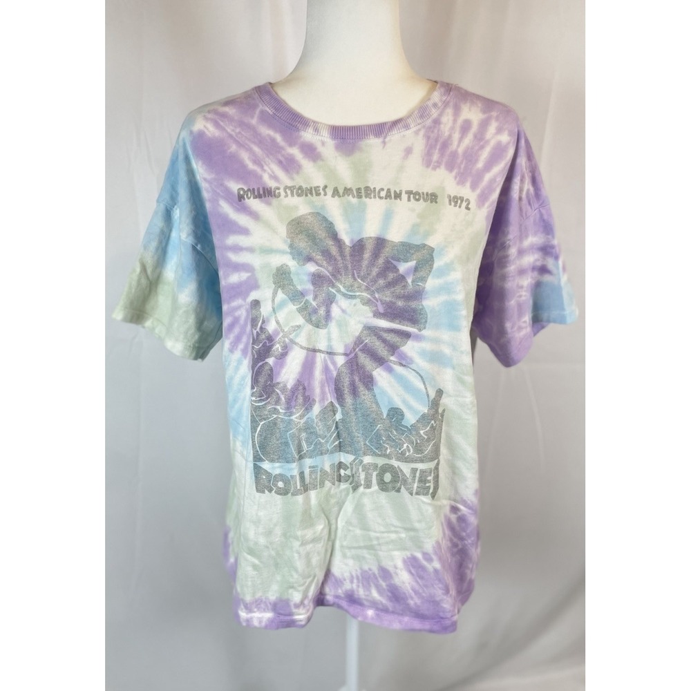 Tailgate Rolling Stones‎ Tie Dye Short Sleeve T Shirt Adult M 1972 Purple Green